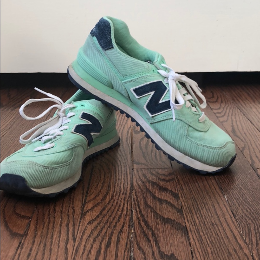 New Balance 574, size 10 , aqua and navy